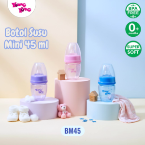 YOUNG YOUNG Botol Susu Mini BM 45ml/1,5oz untuk Bayi Usia 0-3 Bulan - Warna Pink/Biru/Ungu- Bottle Susu PP